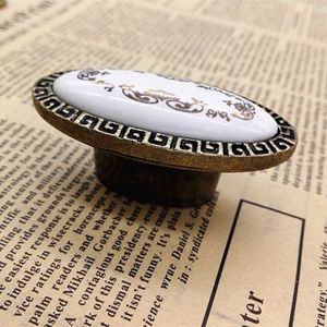 仿古青铜陶瓷橱柜手柄旋钮复古锌合金家具厨房门抽屉陶瓷拉手 - Product Image 5