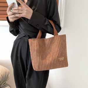 Sacs à bandoulière promotionnels réutilisables pour femmes 2026 – Sacs fourre-tout colorés en <span class=keywords><strong>velours</strong></span> côtelé avec logo personnalisé – Sacs à main de shopping pour femmes - Product Image 4