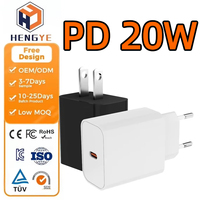 Adaptateurs secteur 20 W à charge rapide, haute qualité, avec câbles de charge US, chargeurs de téléphone 20 W USB-C PD à charge rapide