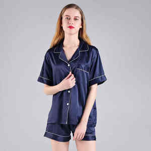 Pijamas de Satén para Mujer FUNG 3034, Nueva Colección Jacquard, 80% Poliéster y 20% Elastano, Transpirables, Cintura Elástica, Largo hasta la Rodilla, Gran Venta - Product Image 3