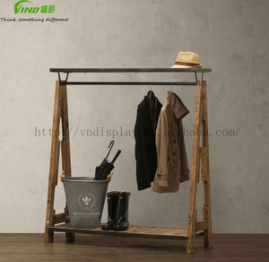 Commercial Country Style <b>Wooden</b> <b>Coat</b> Rack <b>Hanger</b> Display Rack for Clothing - Product Image 1