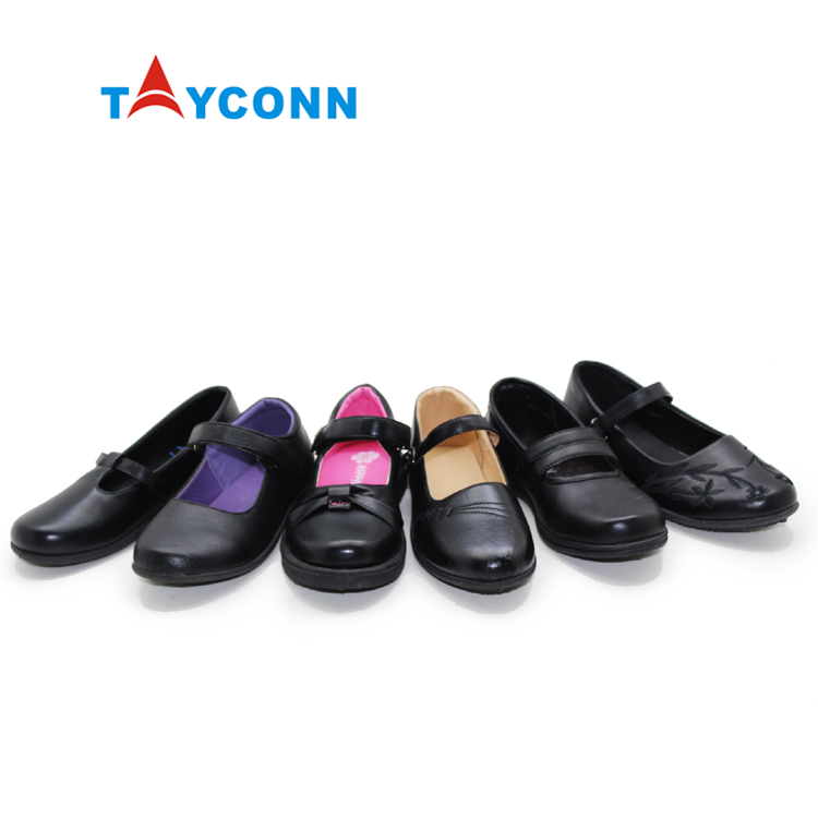 Оптовая продажа, детская черная школьная обувь из искусственной кожи, Туфли Мэри Джейн на плоской подошве, официальные туфли для девочек