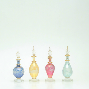 Flacons de parfum égyptiens, 24 pièces, flacons de parfum décoratifs en verre soufflé à la main, dorés à l'or 24 carats, couleurs assorties, 12 ml, vente en gros - Product Image 1