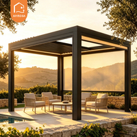 Pergola en aluminium résistante aux intempéries au design moderne avec auvent rétractable à lames orientables et imperméable pour toutes les saisons, gazebo d'extérieur