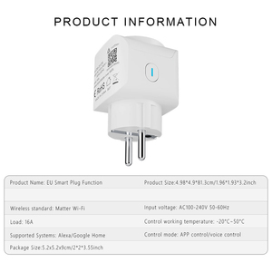 Matter WIFI Akıllı Priz EU 16A Enerji İzleme Özelliğiyle Alexa, Google Home, Apple Homekit ile Uyumlu Aşırı Yük Korumalı Duvar Prizi - Product Image 6
