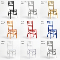 Chaise Chiavari PC en polycarbonate transparent empilable, design moderne, pour extérieur et salon, vente en gros, commande en gros pour fêtes et mariages
