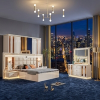 İtalyan Alman Lüks Masif Ahşap King Boy Yatak Özelleştirilmiş Modern Tasarım Otel ve Villa Kullanımı İçin Yatak Odası Mobilya Takımı Depolama Alanlı