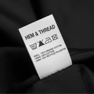 ป้ายพิมพ์ลายผ้าแพรแข็งขนาด 3x2 นิ้ว ป้ายโลโก้ดีไซน์ขายดี ป้ายพิมพ์ลายสำหรับเสื้อผ้า ป้ายพิมพ์ลาย ป้ายเสื้อผ้า - Product Image 1