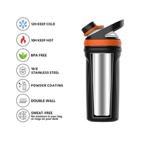 Bouteille shaker de sport en acier inoxydable avec logo personnalisé, pour protéines en poudre, fitness