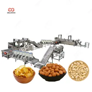 Automatic Continuous Fried Chicken Finger Chips Onion Seeds Fryer Line Nuts Flavoring Groundnut Beans Peanut Frying Machine