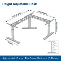 Bureau d'angle électrique intelligent à 3 pieds, réglable en hauteur et rotatif, en forme de L, pour le travail debout
