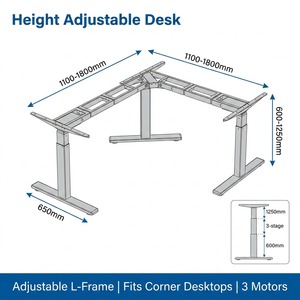 3 Legs Electric Height Adjustable and <strong>Rotatable</strong> Office Corner <strong>Desk</strong> L Shaped Smart Electric Standing <strong>Desk</strong> Corner Office <strong>Desk</strong> - Product Image 4