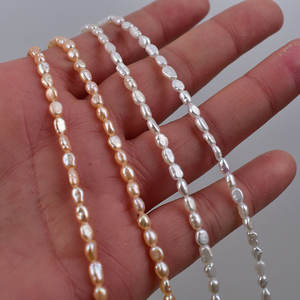 Perlas de Agua Dulce Naturales de Forma Barroca de 3-4 mm, Perlas Sueltas de Joyería Semiterminada con Orificio Recto Ligero de Doble Cara - Product Image 1