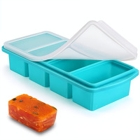 Cetakan Es Silikon dengan Tutup - Cetakan Makanan Silikon untuk Freezer - Cetakan Es Batu Besar, Wadah Silikon untuk Freezer, Beku
