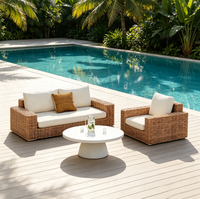 Ensemble de salon de jardin 4 places de luxe moderne, durable et confortable en rotin PE et aluminium résistant aux intempéries
