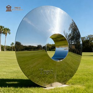 Statue abstraite <span class=keywords><strong>moderne</strong></span> TREVI hautement polie, grande sculpture ronde en acier inoxydable pour jardin extérieur - Product Image 1