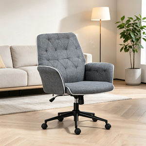 <span class=keywords><strong>Chaise</strong></span> de bureau ergonomique en tissu gris <span class=keywords><strong>à</strong></span> dossier mi-haut, capitonnée, pivotante, avec accoudoirs, réglable en hauteur, pour le bureau <span class=keywords><strong>à</strong></span> domicile - Product Image 1
