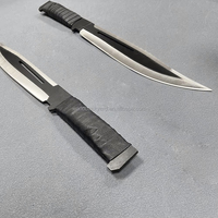 Heißer Verkauf Voller Erl Schwarzes Bowie Survivalmesser Bushcraft-Messer mit Lederetui OEM Einteiliges feststehendes Camping-Langmesser