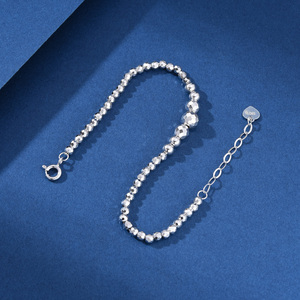 Italian Handcrafted 925 Sterling <strong>Silver</strong> Bead Ball Chain Bracelet Exquisite 3/4/5/6mm Diamonds Gold Plated <strong>Bangles</strong> for Women <strong>Men</strong> - Product Image 4