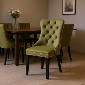 Silla de Comedor Moderna DB Nikki Collection, Tapizada en Terciopelo, Patas de Madera Maciza, Detalles de Tachuelas - Product Image 2