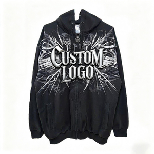 Sudadera con capucha y cremallera con estampado gótico y logotipo personalizado <span class=keywords><strong>de</strong></span> 420G para hombre, Diseño Gráfico Artístico, ajuste <span class=keywords><strong>de</strong></span> gran tamaño, estilo <span class=keywords><strong>de</strong></span> calle, Top informal vanguardista - Product Image 1