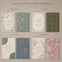 Cartes de vœux florales double face, cartes en papier botanique personnalisées pour mariage, fiançailles et fête prénuptiale