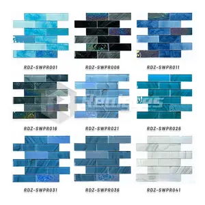 बिक्री मूल्य विविधता रंग मिश्रण नीला इंद्रधनुषी सिरेमिक ग्लास मोज़ेक स्विमिंग पूल टाइल