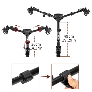 Cayer Máy Ảnh Kỹ Thuật Số DSLR Nhôm Chuyên Nghiệp TD03 Bánh Xe Theo Dõi Thanh Trượt Video Xe Hơi Giá Đỡ Ba Chân Cho Phim Quay Video - Product Image 3