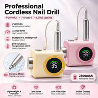 Nouvelle perceuse à ongles portable sans fil 35000 tr/min, anti-poussière et étanche, mini lime électrique