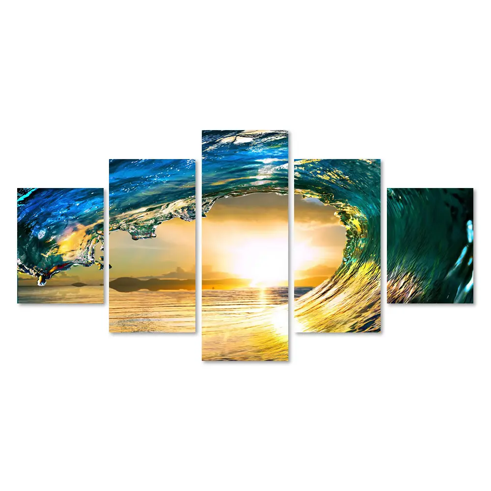 Modern Canvas Print Wall Decoration Art Picture Calligraphy Posters Prints Custom Decor 5 Piece Beach Painting