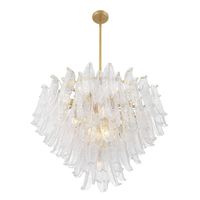 Décoration intérieure, luminaire suspendu en verre de Murano artisanal, moderne et luxueux, doré, pour restaurant, villa, salon, hall d'hôtel