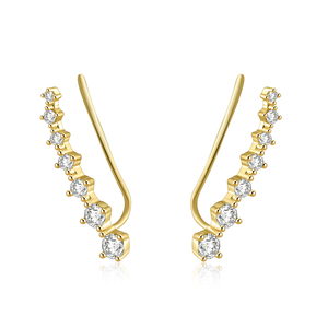 CANNER 20mm 925 Sterling Silver Gold Plated Trendy Dainty Cubic Zirconia <b>Climber</b> Ear Crawlers <b>Earrings</b> Women Party Gift Jewelry - Product Image 1