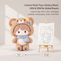 Peluche personnalisée Kawaii avec cagoule et écharpe d'ours, fabrication OEM/ODM, poupée en coton rembourrée, logo, taille et design personnalisés, directement de l'usine