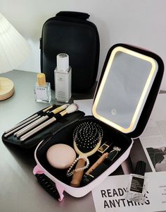 Bolsa de Cosméticos de Viaje Portátil al por Mayor, Organizador de Maquillaje Impermeable, Bolsa de Belleza con Luz LED y Espejo de Maquillaje - Product Image 4