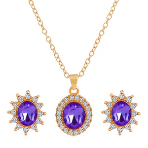 Parure de bijoux style baroque rétro : collier pendentif rond orné de pierres précieuses et de strass, boucles d'oreilles <span class=keywords><strong>tournesol</strong></span> – Cadeau idéal pour les fêtes - Product Image 3