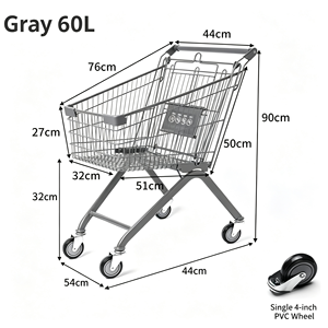 Chariot de courses commercial 340L en treillis métallique grande capacité avec roues pivotantes silencieuses, robuste pour supermarché et magasin de détail, kit complet - Product Image 6