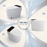 WC intelligent noir et blanc, monobloc, à poser au sol, avec écran numérique allongé, pour projets de salles de bain d'hôtels modernes