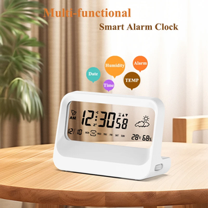 Sáng Tạo LCD Sinh Viên Máy Tính Để Bàn Im Lặng Báo Động Trong Suốt Hiển Thị Thời Tiết Nhiệt Độ Độ Ẩm Đồng Hồ Kỹ Thuật Số Cho Phòng Ngủ - Product Image 3