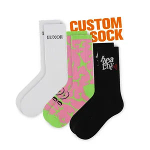 FREE DESIGN MOCKUP OEM Customized Men Crew Sock Made Design Own Logo Casual Socks