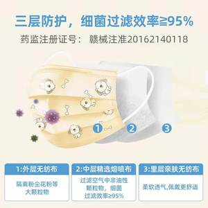 Masques chirurgicaux pour enfants Wellday, avec boucles auriculaires, petite taille, 3 plis, respirants, motif dessin animé, paquet de 10 - Product Image 5