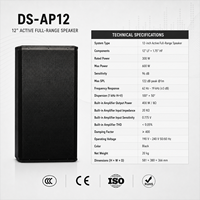 Enceinte active professionnelle DSZ DS-AP12 en bois avec amplificateur intégré pour la scène, les conférences, les auditoriums et les événements