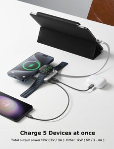 Lisen 5 in 1ก้อนแบตเตอรี่แม่เหล็ก10000มิลลิแอมป์ต่อชั่วโมงแบบพกพาไร้สายแบตเตอรี่สำรองสำหรับ <span class=keywords><strong>iPhone</strong></span> 16 15 14 <span class=keywords><strong>PRO</strong></span> <span class=keywords><strong>MAX</strong></span> นาฬิกาอัจฉริยะสำนักงาน - Product Image 4