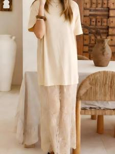 Abito Estivo Sexy a Tutta Lunghezza in Stile Francese <span class=keywords><strong>con</strong></span> Inserti in Pizzo e Design a Due Pezzi - Product Image 2