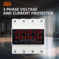 3P + N Din rail Voltmètre Ampèremètre réglable sur et sous tension limite de courant protection Monitor Six Digital Display