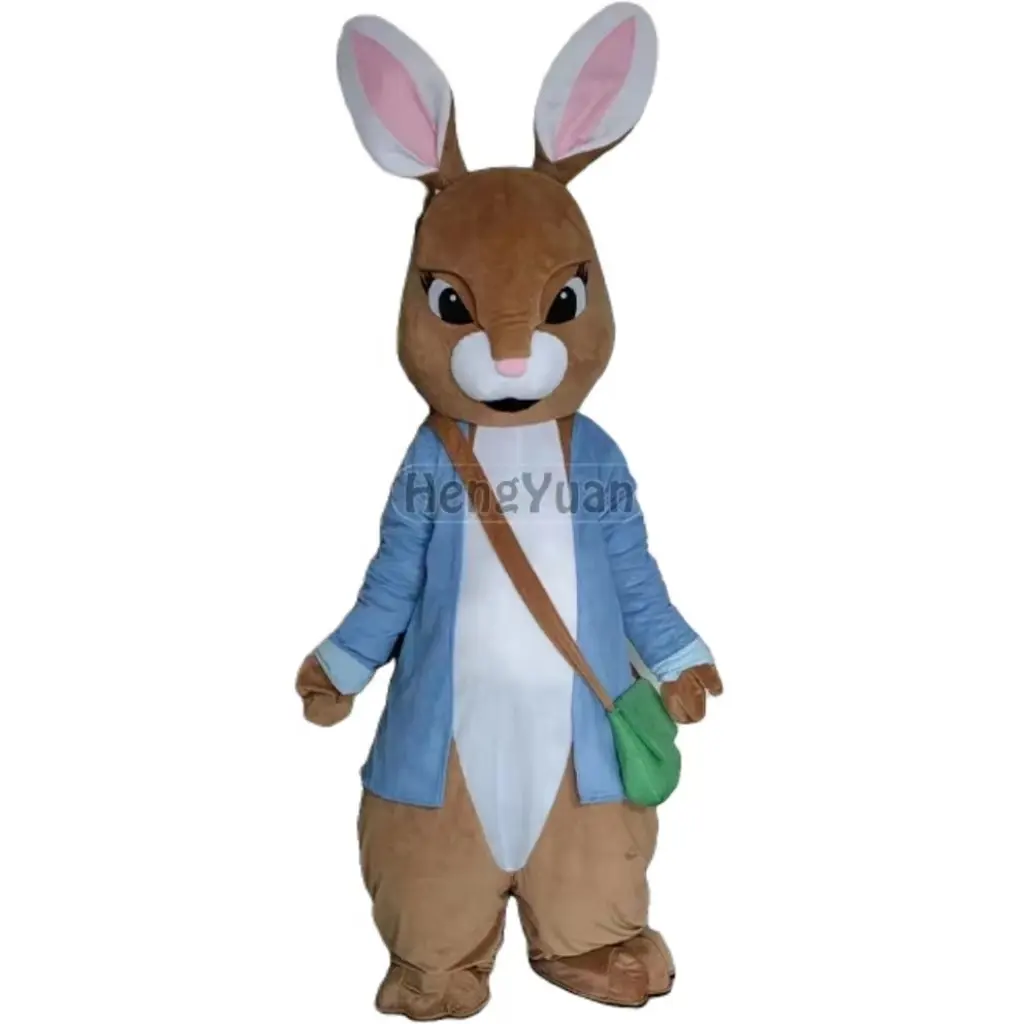 Hengyuan Brown Rabbit Mascot Bunny Costume peluche adulto mascotte Bunny Rabbit Animal Fancy Dress Costume Easter Party For Adult