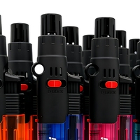 Briquet torche au butane D LOCK rechargeable, coupe-vent, en plastique, pour le camping, le barbecue et la cuisine