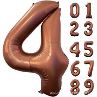 Ballons en Mylar Chiffres 0-9 Marron Café Rétro pour Fête Bohème, Baby Shower, Anniversaire Enfant, Fournitures d'Anniversaire