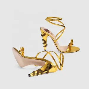 Ins Show Style Thin High Heels Ankle Strap Open Toe Sandals Fashion Women Snake Heels Bow Sandals