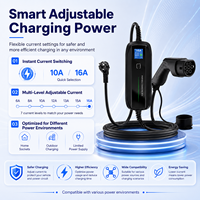 Chargeur de véhicule électrique portable BESEN Max16A, câble de type 2 de 5 mètres, écran LCD, chargeur intelligent pour véhicule électrique avec prise Schuko
