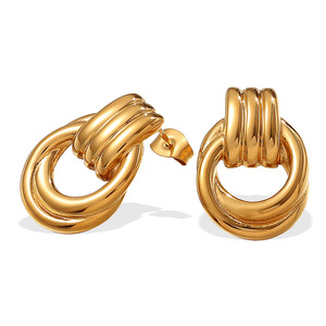 Pendientes geométricos con diseño de hilo irregular dorado para mujer, joyería de moda - Product Image 5